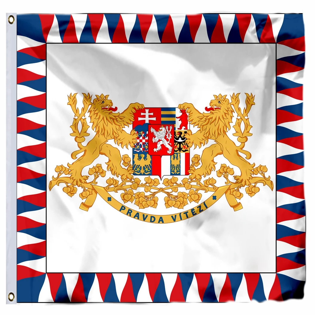 Czech Republicy President flag Czechoslovakia 1918 banner 120 x 120 cm 4x4ft Double sided printing Bohemia Moravia flags ﻿