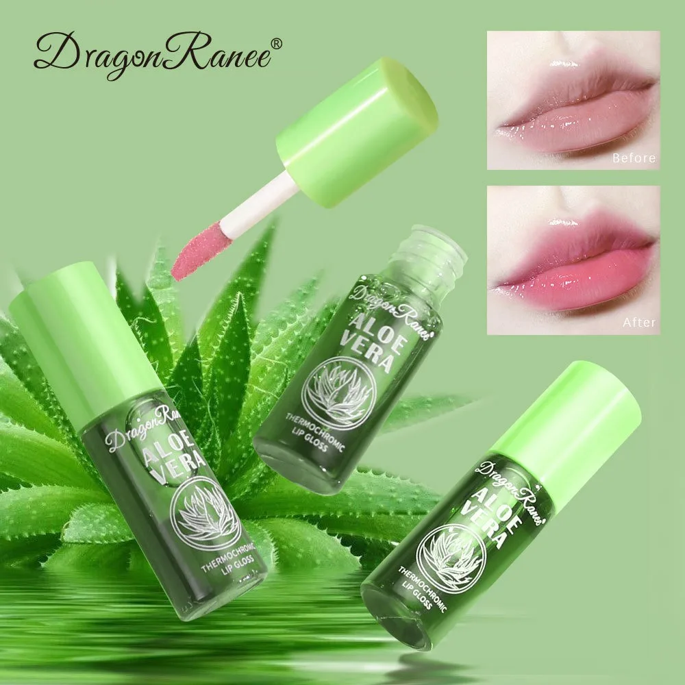 1PC Natural Aloe Vera Lip Oil Moisturizing Color Changing Temperature Sensitive Nutritious Lip Balm for Lip Care