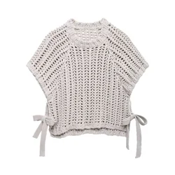 Autumn Women's Knitted Tops 2024 Fashion Short-Sleeved Short Section Pullover Sweater Top Elegant Streetwear Women's Sweater