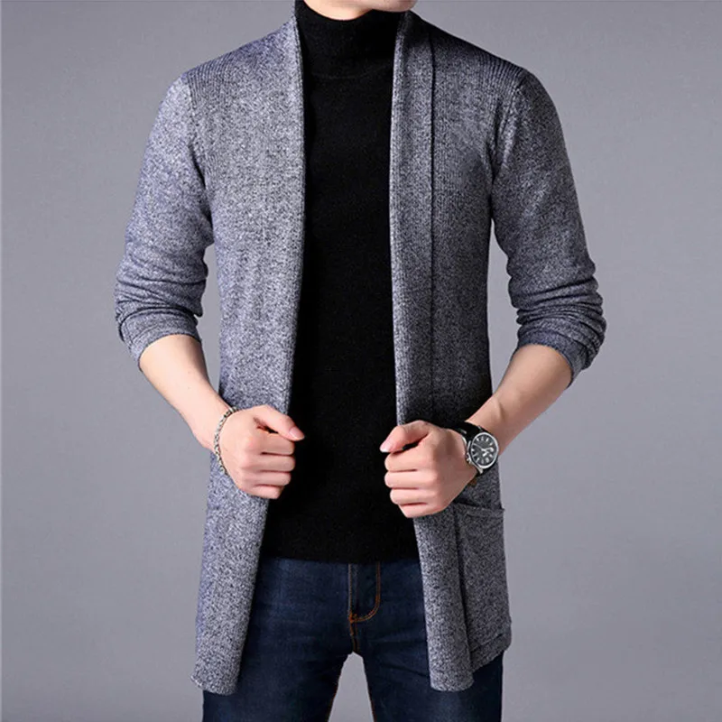 2024 Spring Men Casual Fashion Cardigan Sweater Homme Solid Color Knitting Coat Hombre Top Male All-match Outwear Men\'s Clothing