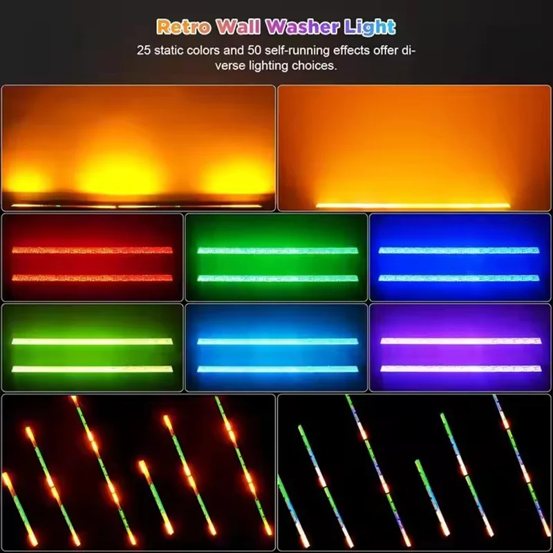 6x60W Ambra e 120 RGB LED pixel bar effetto luce DMX512 LED wash luce stroboscopica Disco DJ Party Club Bar Concerto Stage Event Show