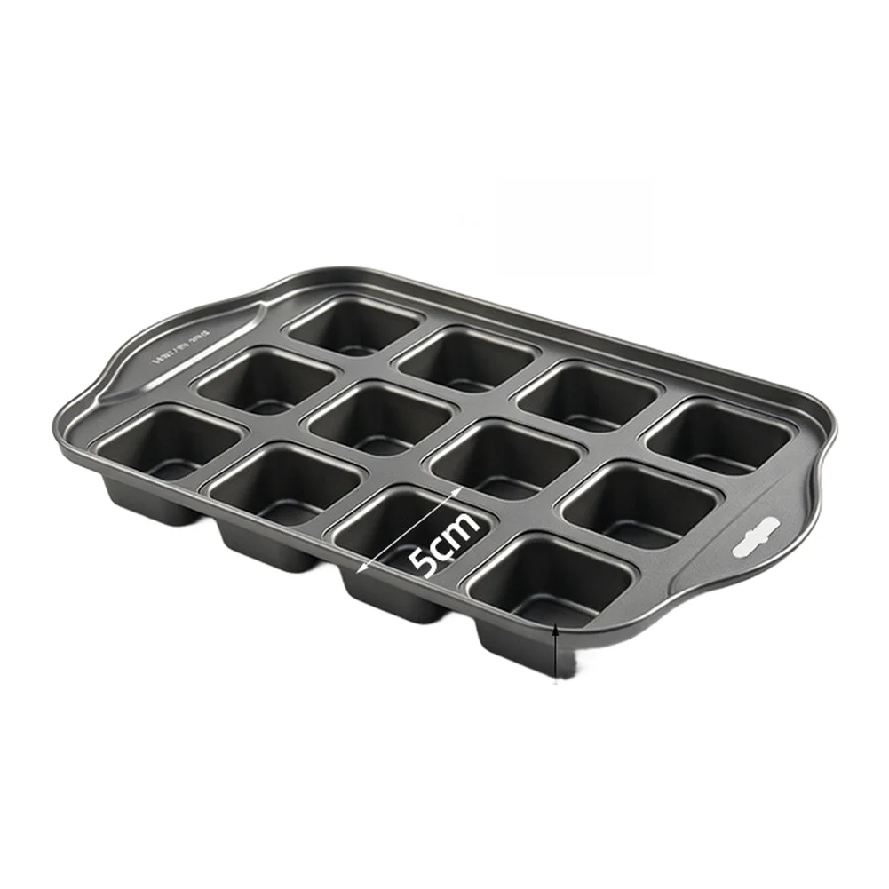 Black 12 Hole Round Muffin Pan Carbon Steel for Cakes Cupcakes with High Thermal Conductivity and Rust Resistant Coating