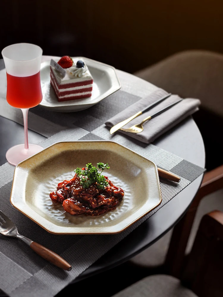 

Handmade Cerc Dinner Plate Western Sle Restaurant Quali Pasta Dert Plate Irregular ape Color Glaze Fini by Jiutu