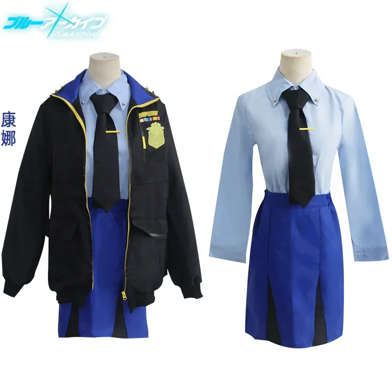 Juego The Animation Blue Archive Ogata Kanna disfraz de Cosplay Anime uniforme de policía abrigo falda peluca mujer adulta Sexy trajes de Halloween