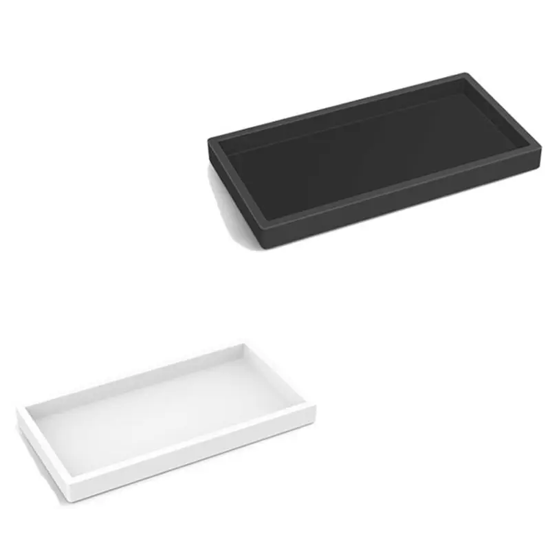 AT02-Bathroom Counter Tray Advanced Bathroom Sink Tray Shatterproof Rectangular Bathroom Tray Soap Distribution Tray