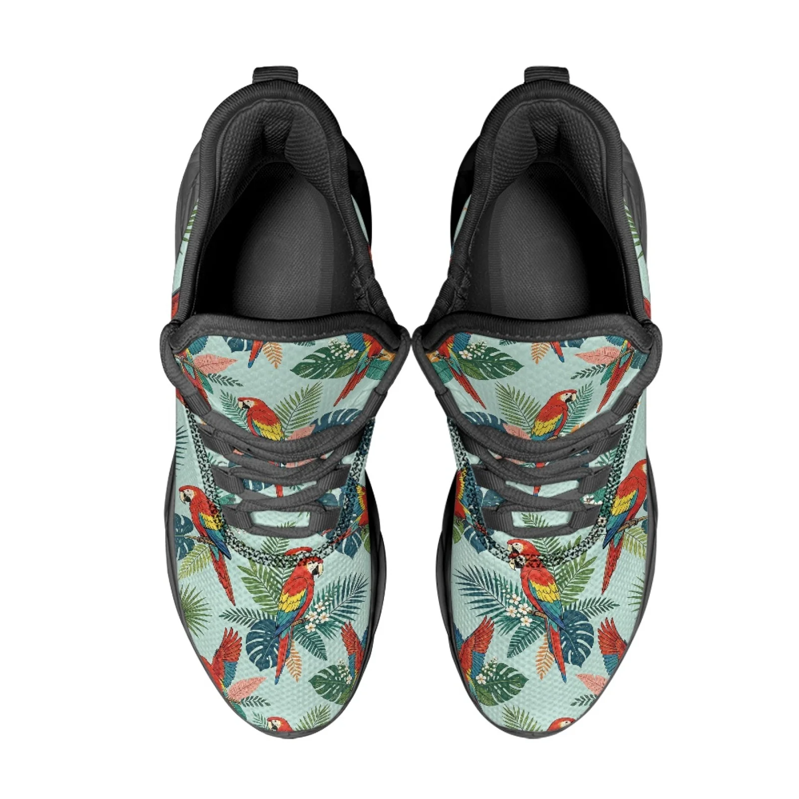PENSTROLL Parrot Leaf Print Lightweight Men's Sneakers for Gym Mesh & EVA Running Shoes Fashion Sneakers