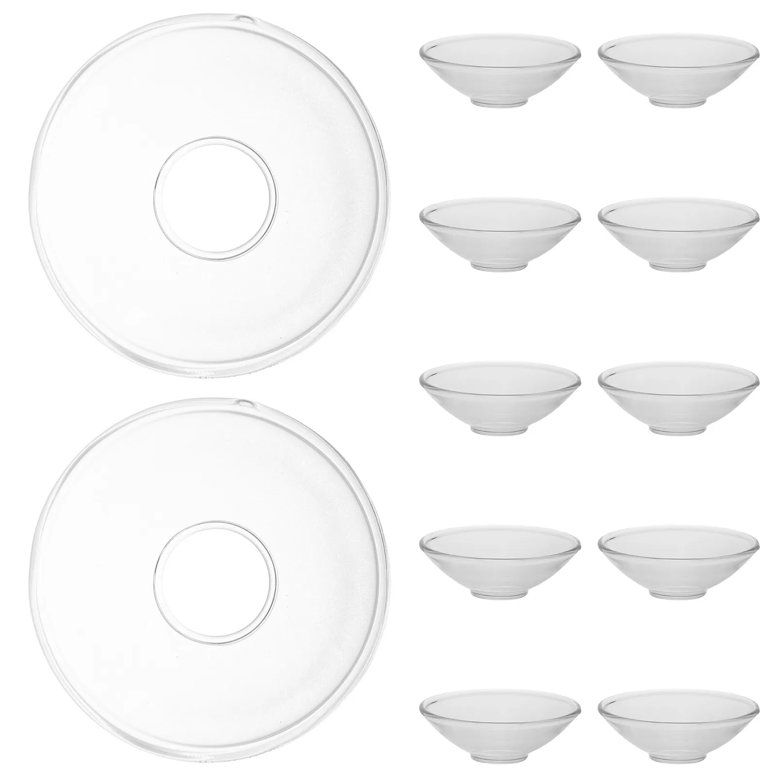 12Pcs Decorative Clear Glass Fluted Wax Drip Catcher Holder for Taper Candles Reusable Drip Protector Home Dining Hotel