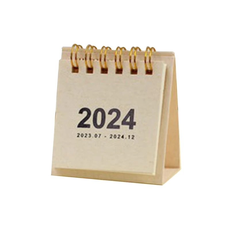 Mini Calendários de Mesa, Branco, Marrom, Preto, Cinza, A partir de Outubro 2024, 2.55x2.95"