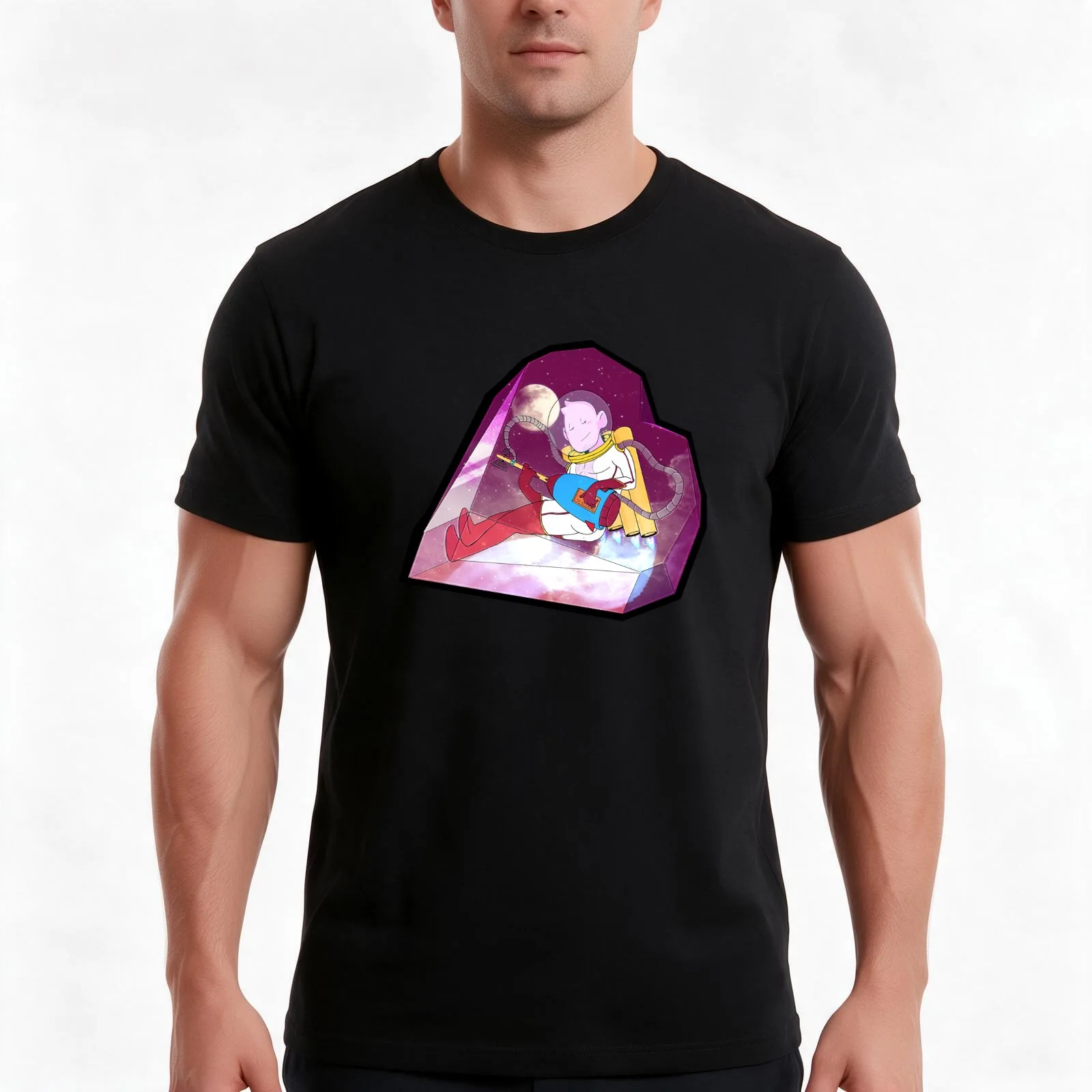 Space Prism Bard T-Shirt, Summer Casual Cotton Tee, Oversized Streetwear Tops, Vintage Graphic Print, Loose Fit Short Sleeve