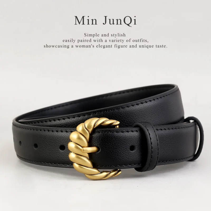 

2025 винтажные регулируемые поясные ремни с витой пряжкой для женщин, 100 см, кожаный ремень для джинсов из коровьей кожи Cinturon Mujer Ceinture