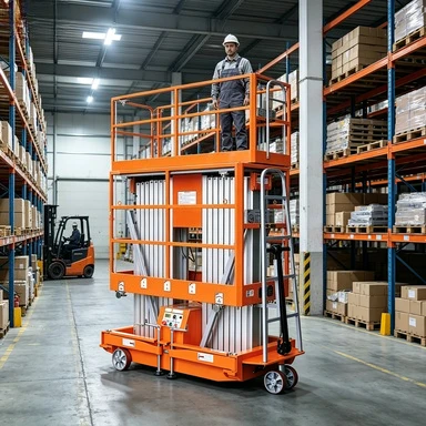 Double Masts Aluminum Lift Stable Load Capacity High Lifting Height Airport Station Maintenance Aerial Work Platform