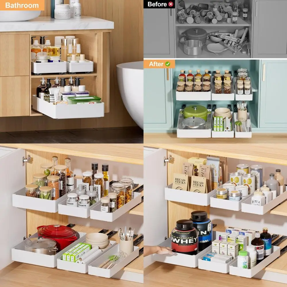 

Выдвижной органайзер для шкафов, кухни и кладовой глубиной 15,7 дюйма, белый