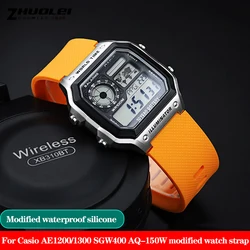 For Casio Watch AE-1200 AE1200/1300 SGW400 AQ-150W A158 A159 A168 Modified Waterproof Silicone Rubber Watch Strap 18mm Watchband