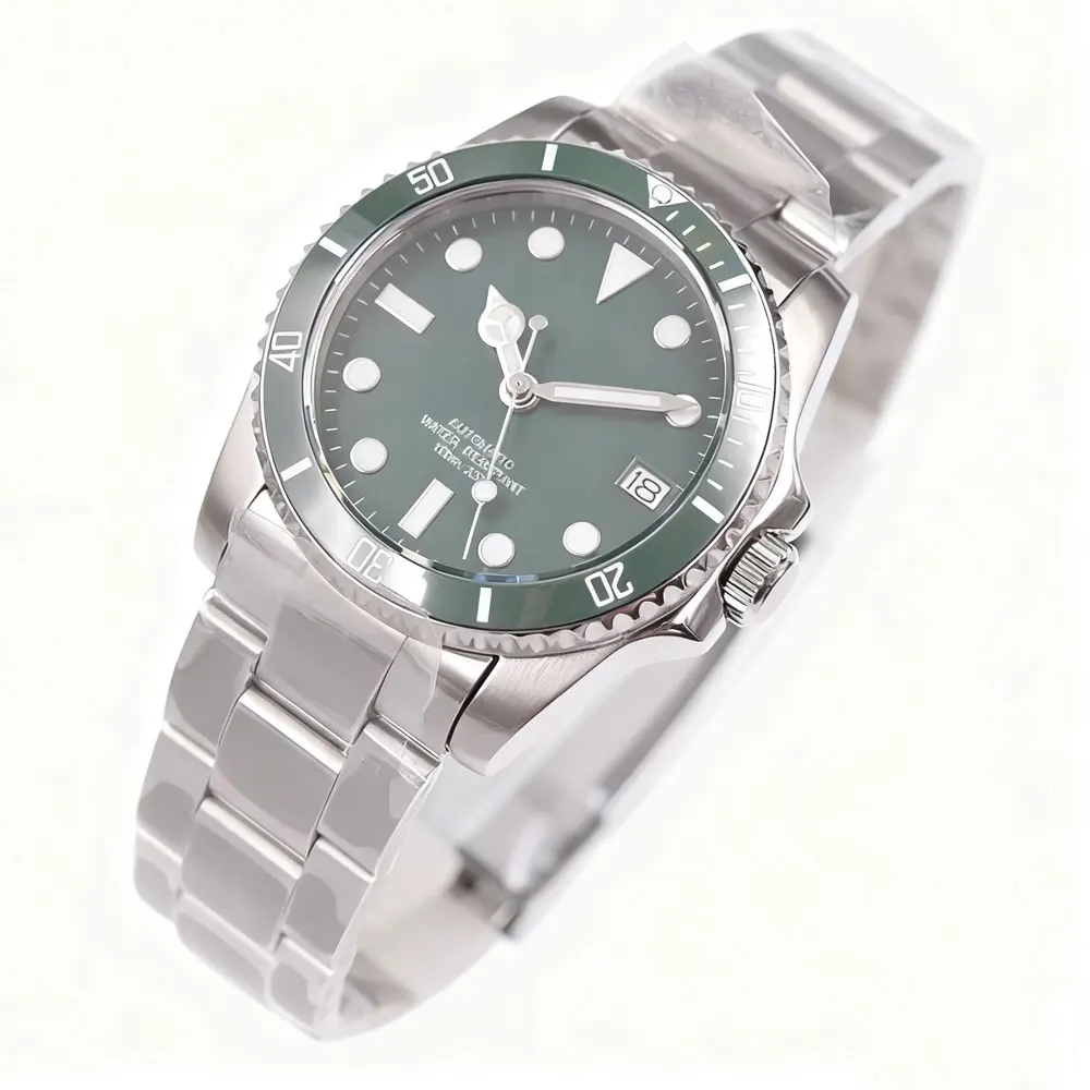 Relojes con logotipo personalizado de 36mm para hombre, reloj mecánico clásico de negocios para hombre NH35, reloj de pulsera automático con bisel de cerámica y cristal de zafiro