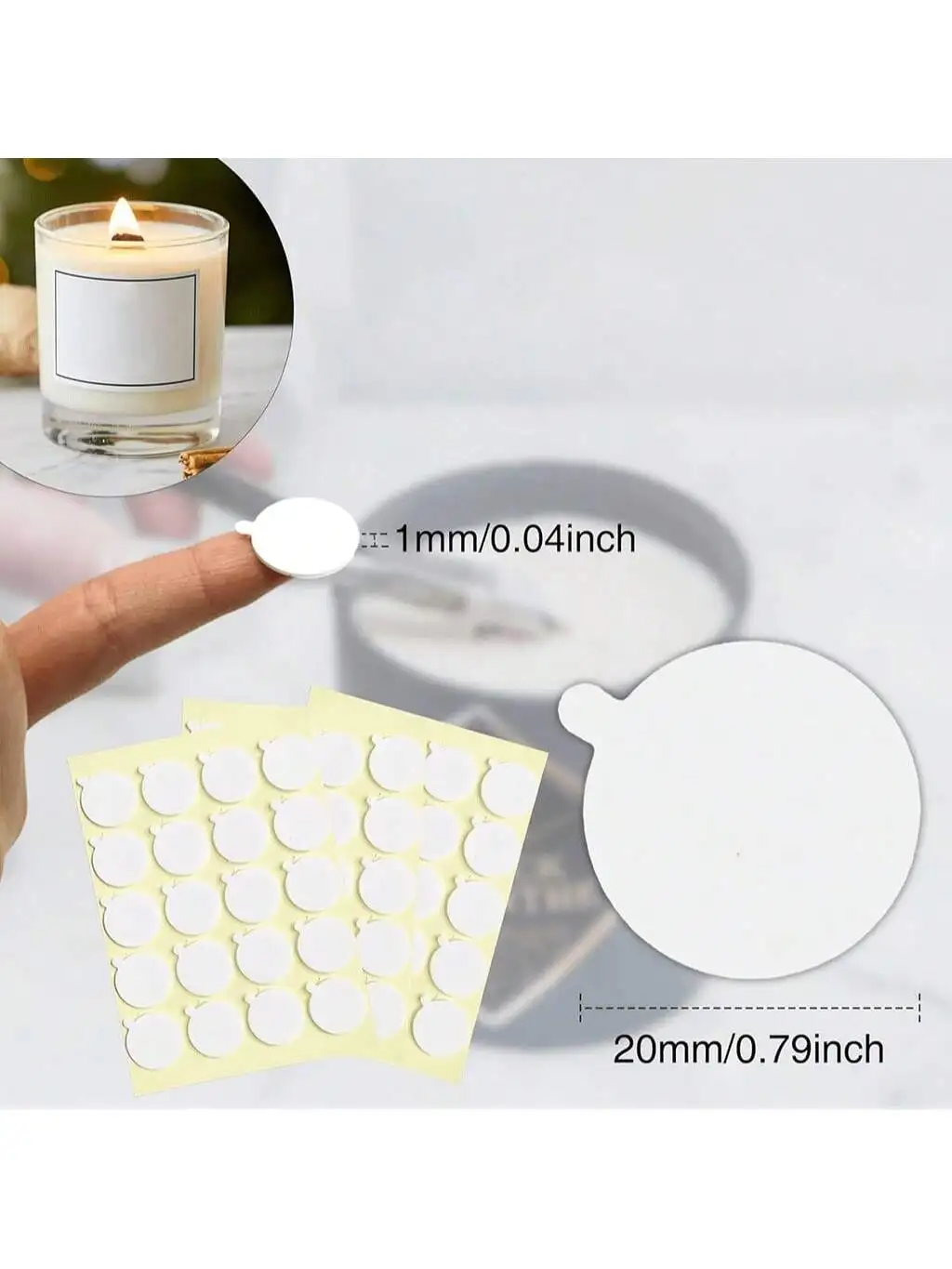 100PCS/200PCS/400PCS candle wick stickers, candle making supplies, double-sided stickers with small tails, candle making kits, h