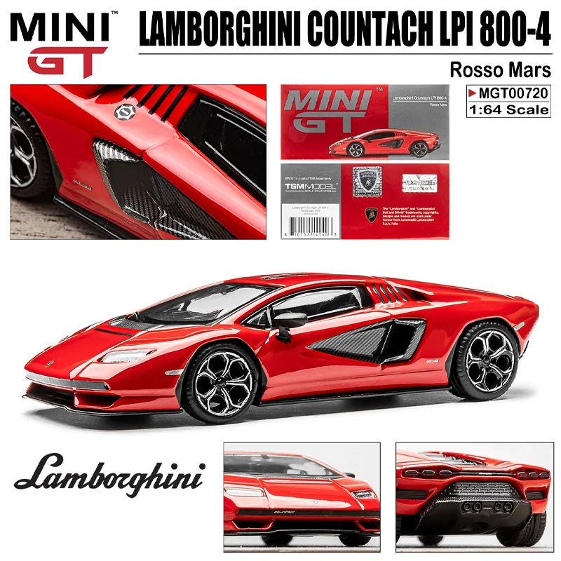 MINIGT Scale 1/64 LAMBORGHINI COUNTACH LPI 800-4 Rosso Mars Alloy Toy Motor Vehicle Diecast Metal Model Gifts