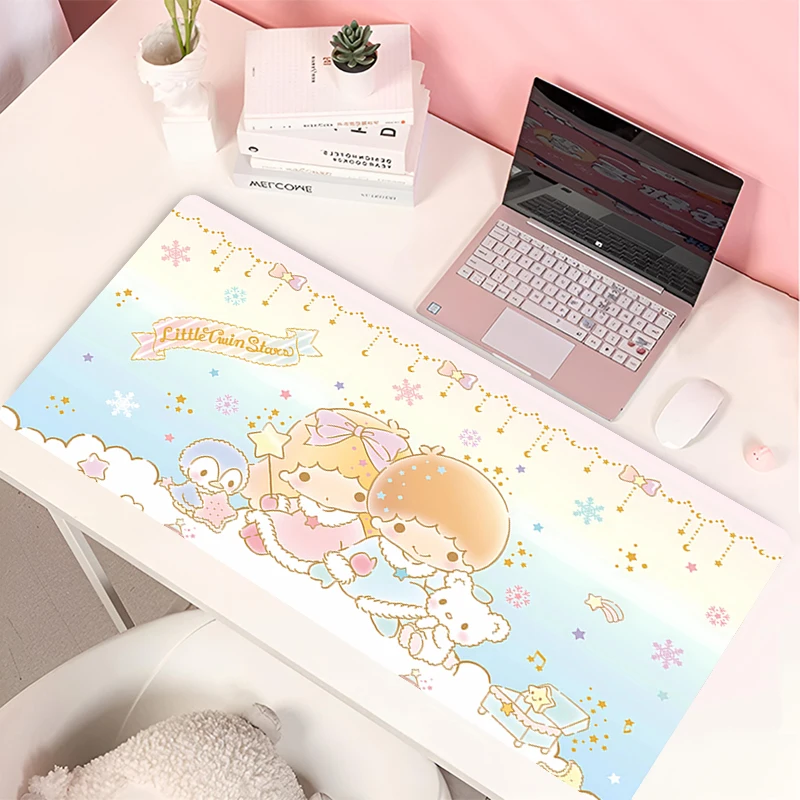 Desk Mat Laptop Cute LittleTwinStars Large Mousepad Office PC Accessories Carpet Gaming Gamer Non-slip Mouse Pads Cartoon XL Rug