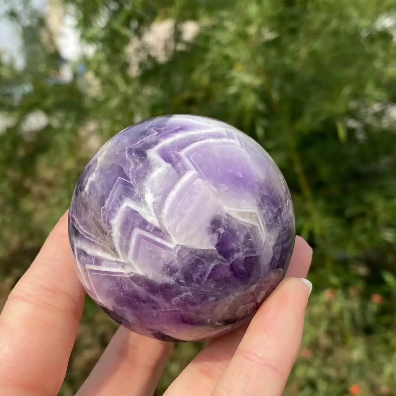 Brand New Natural Dream Amethyst Ball Polished Globe Massaging Sphere Reiki Healing Stone Home Decoration Exquisite Gifts + Base