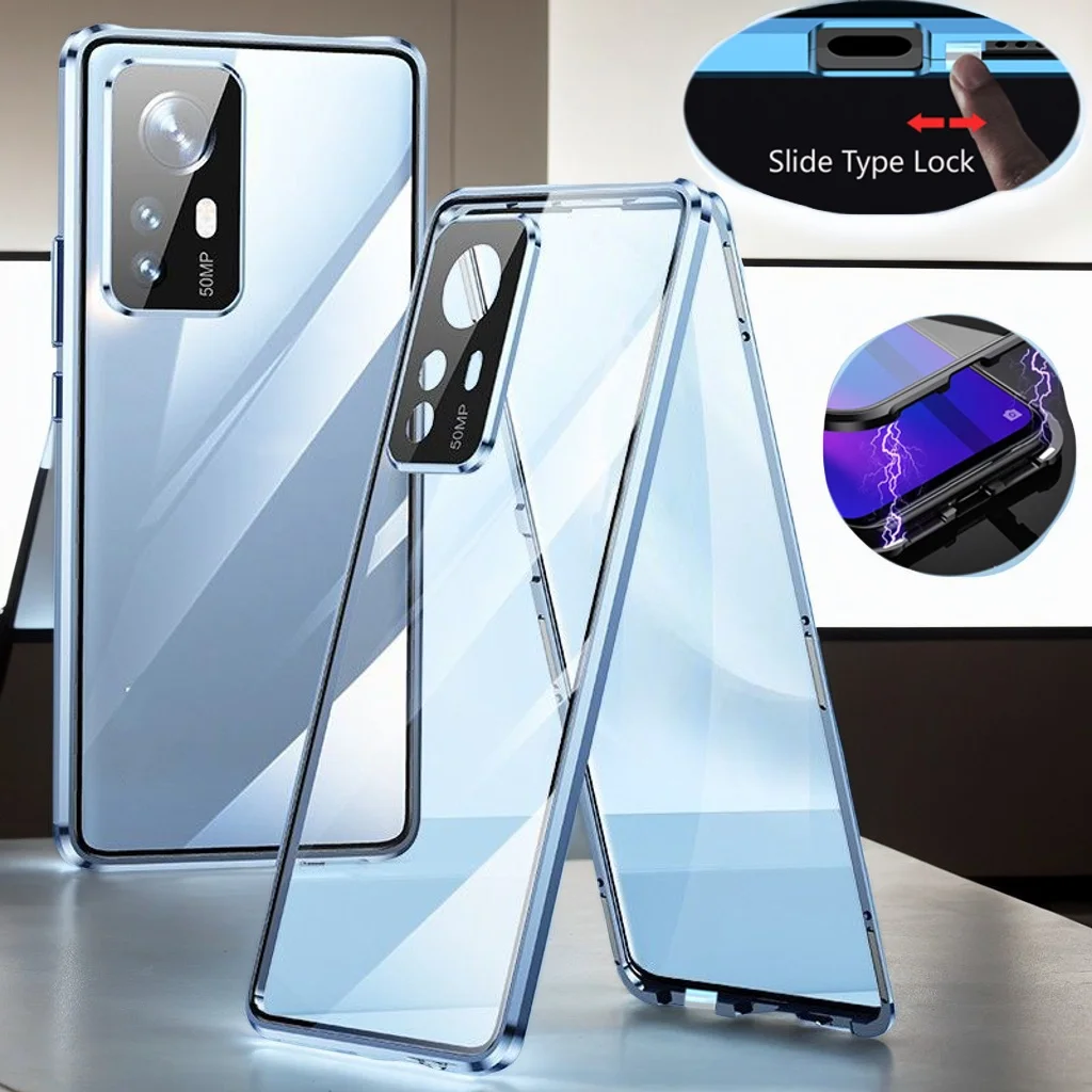 Double sided Tempered Glass Metal Phone Case Lock buck For vivo T2x T3 Ultra V29 Lite V27 V30E V40 Pro 5G Protection Cover Cases