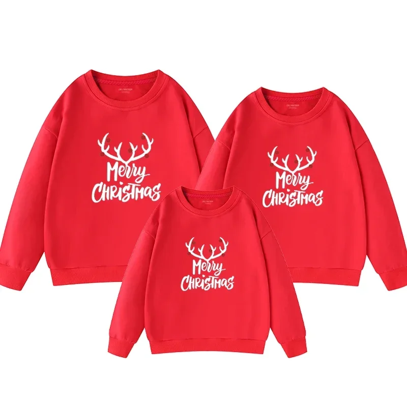 Christmas Mom Daughter Tops Father Son Sweatshirts Winter Family Matching Outfits Santa Claus Printed Shirts Casual Pullovers