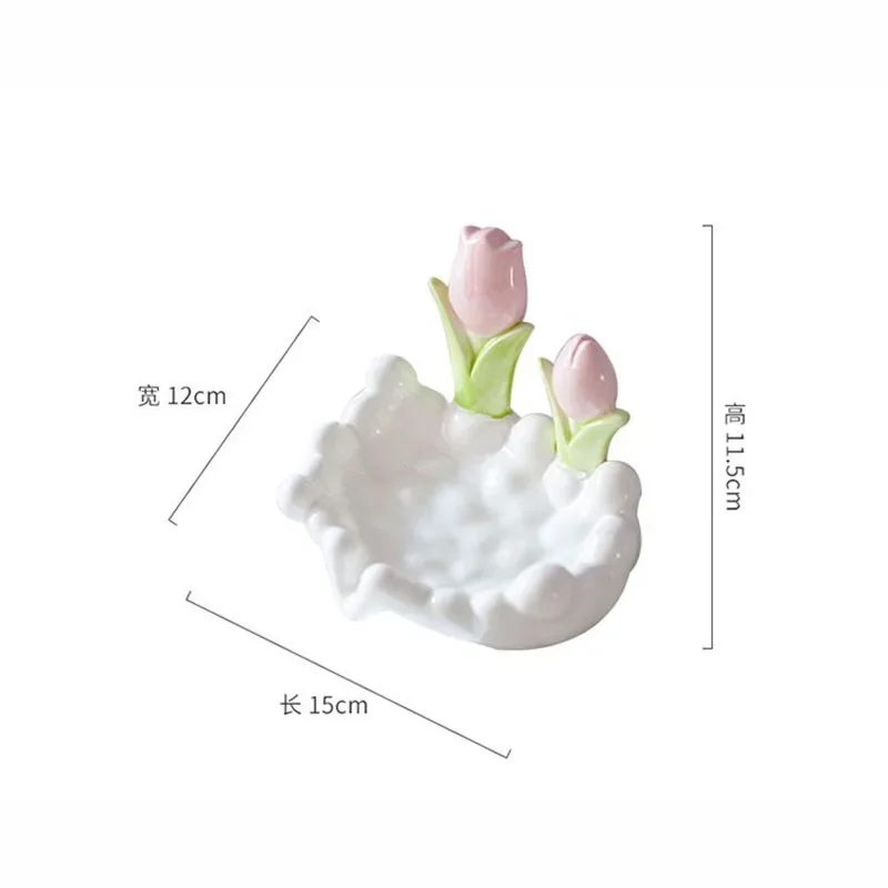 Creative Ceramic Flower Soap Box Drain Three-dimensional White Flower Soap Dish Bathroom Sink Shelf Bathroom Decor Accessories