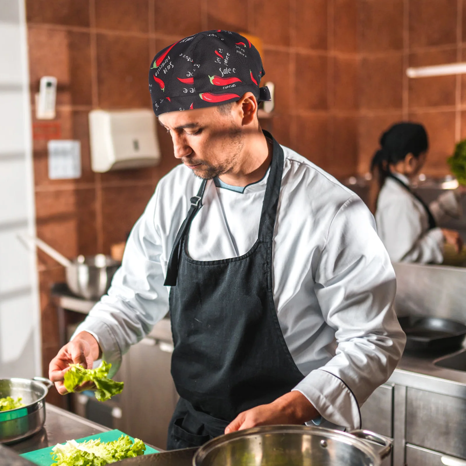 Chef-werkhoed Chili Design stofdichte keuken kookmuts voor ober restaurant personeel werkkleding chef-kok hoed