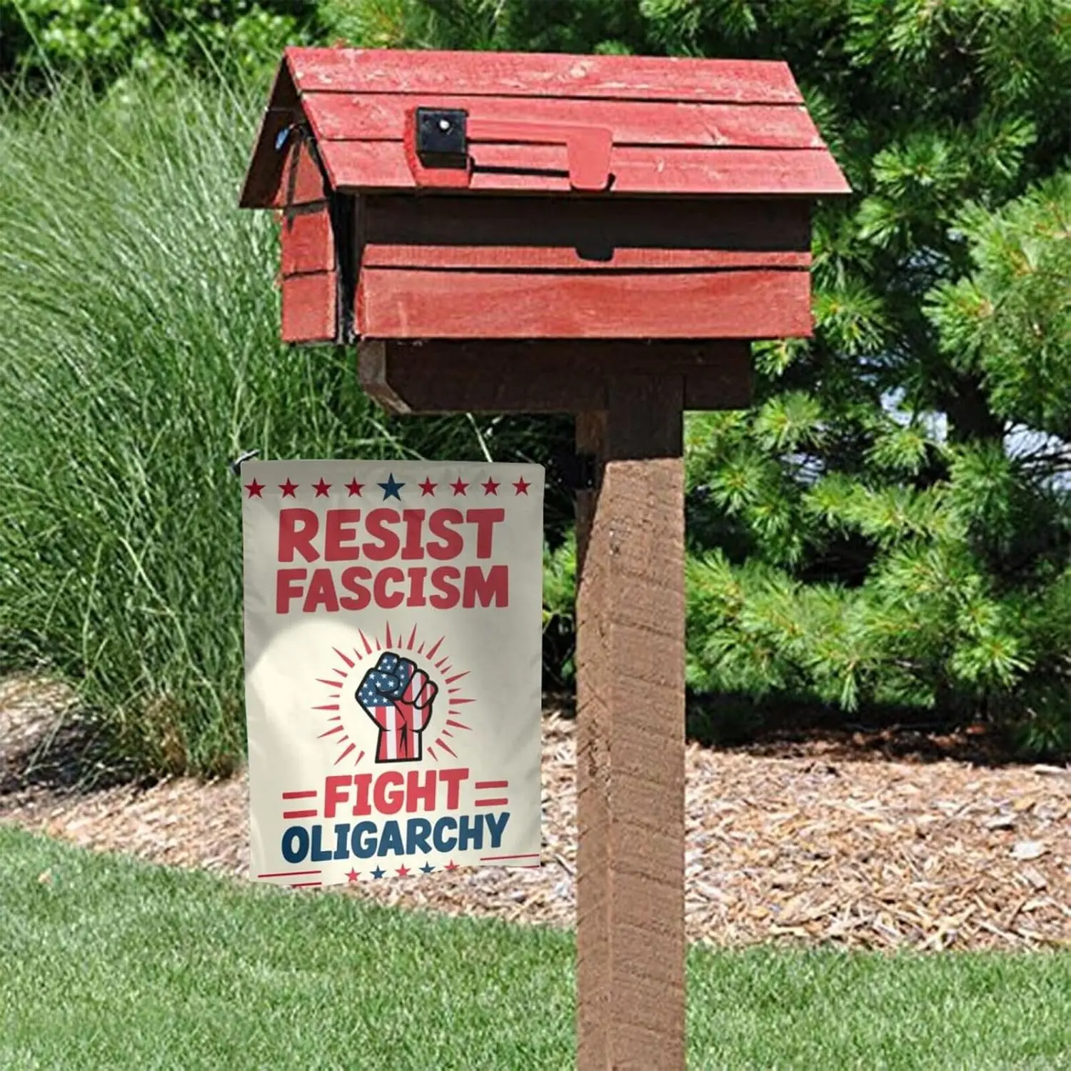 مقاومة اللفافة القتال القليل 12 × 18 بوصة حديقة العلم مزدوجة الوجهين العمودي، أنيق ترحيب ساحة المنزل الديكور في الهواء الطلق VVL #4