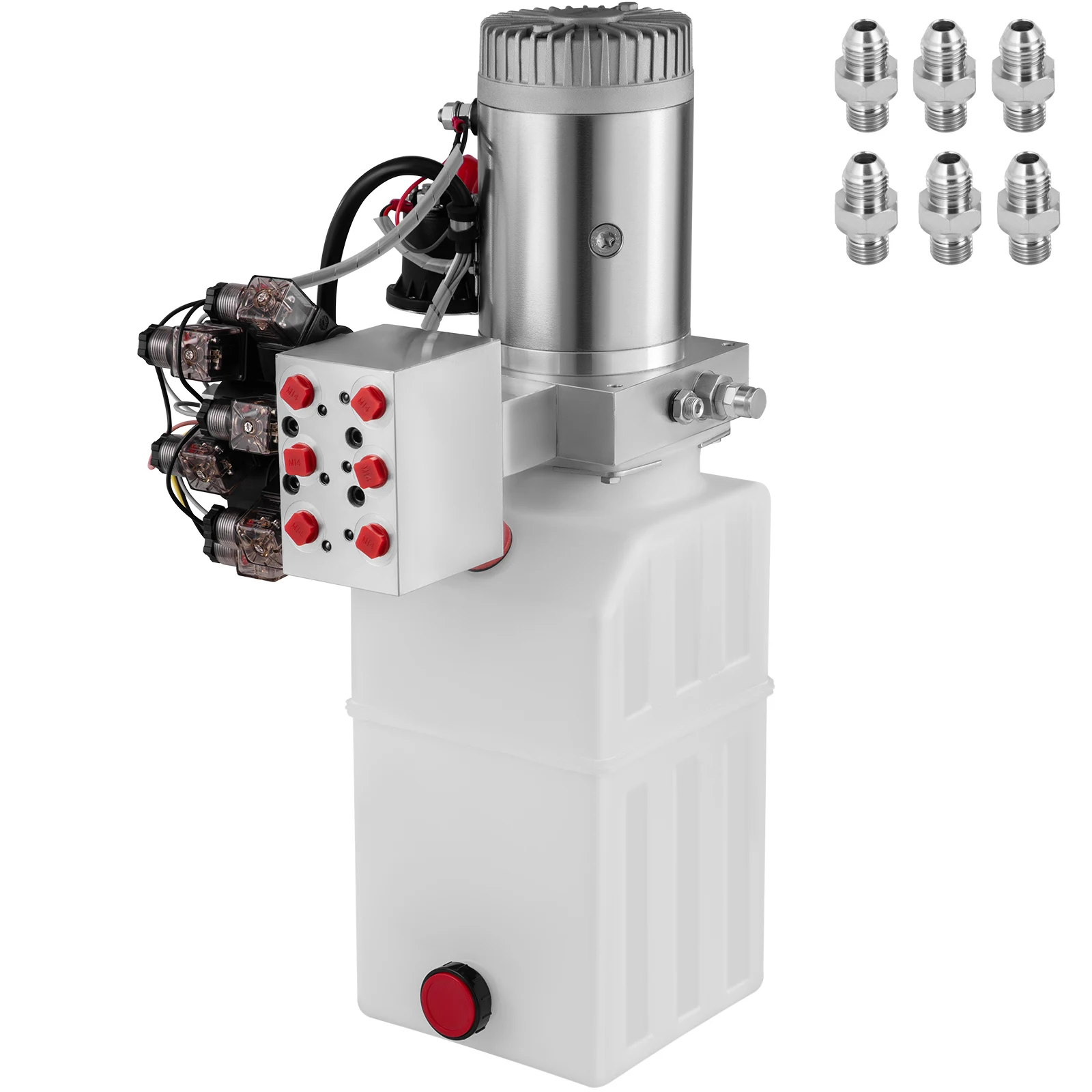 SucceBuy Pompe hydraulique 6 litres Pompe de remorque à double effet DC 12 V Unité de puissance hydraulique électrique pour ascenseur de voiture de remorque à benne basculante