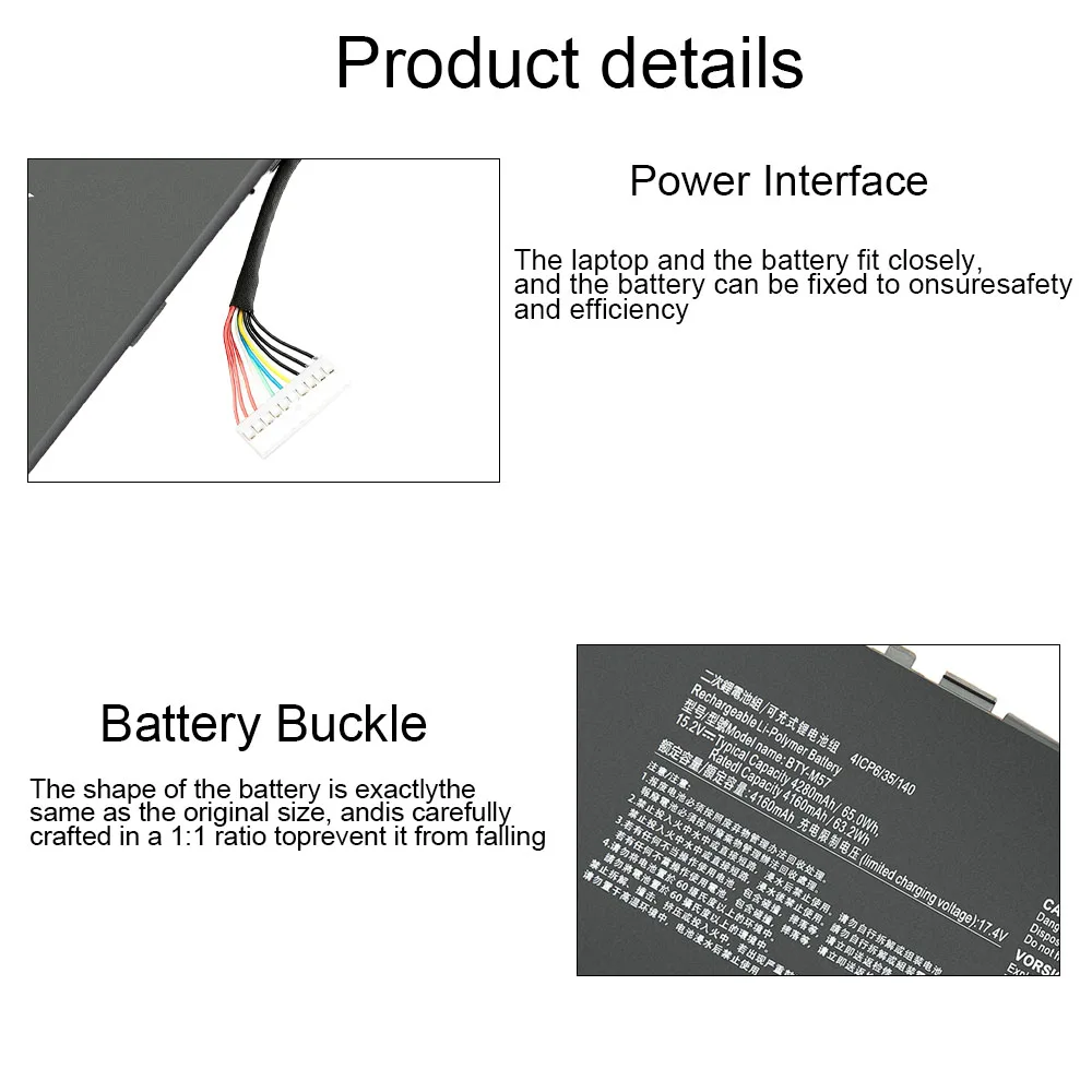 New BTY-M57 Laptop Battery For MSI GP66 GP76 Leopard 10UE 10UG 10UH 11UE 11UG 11UH Vector GP66 GP76 12UE 12UG 12UGS 12UH MS-1543