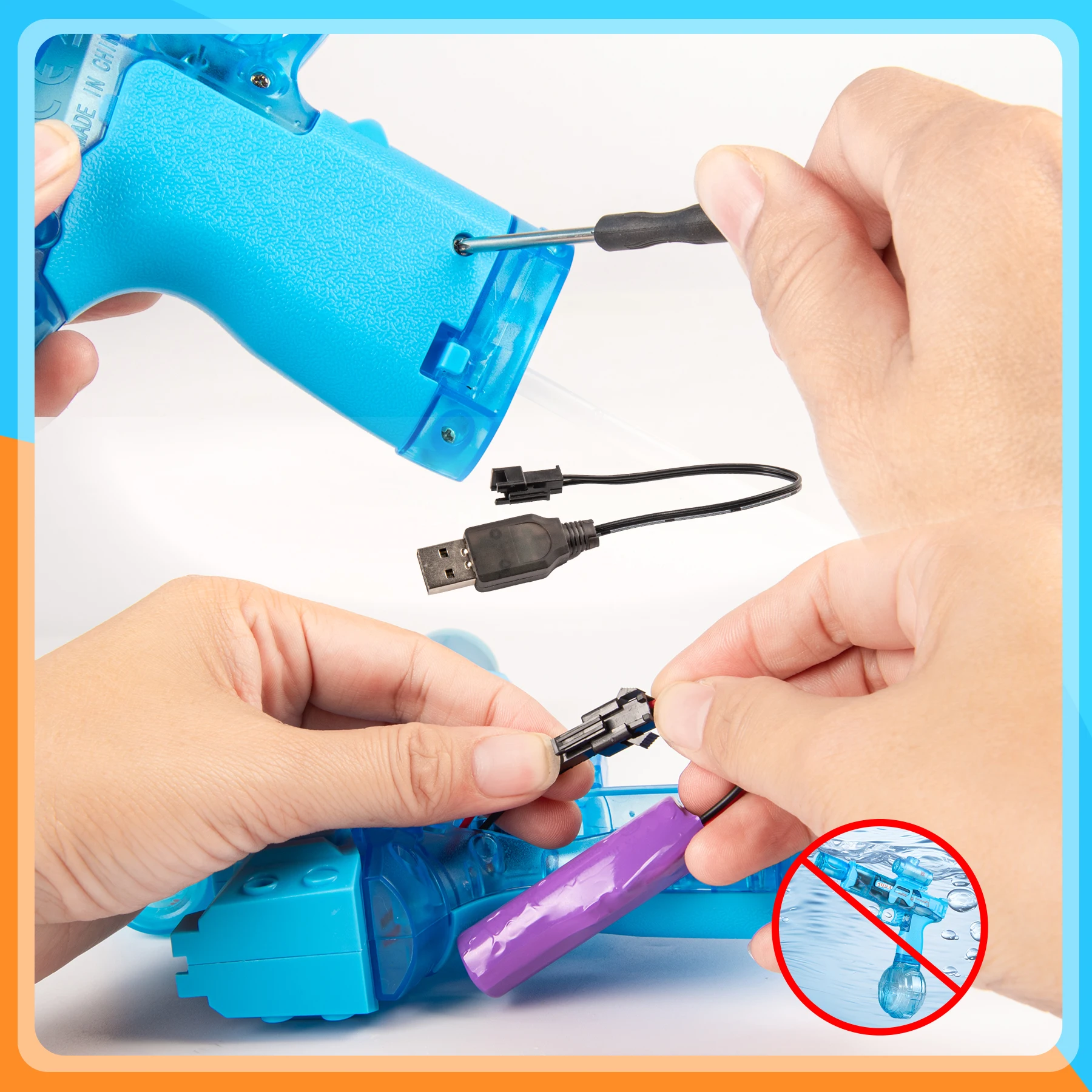 ユニラボ 電動水鉄砲、ハイパワー プレイサイレンサー、大容量、ビーチプール夏の楽しみ、夜間バトル、究極の夏の贈り物