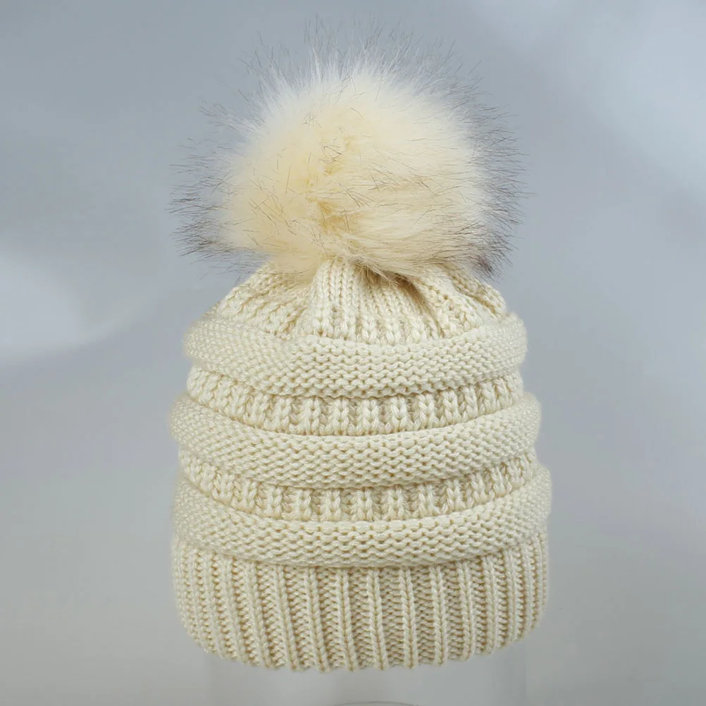

Women Knitted Hat Wool Warm Crochet Beanie Ball Autumn Winter Chic Stylish Gift For Girlfriend Family Festival Anniversary Beige