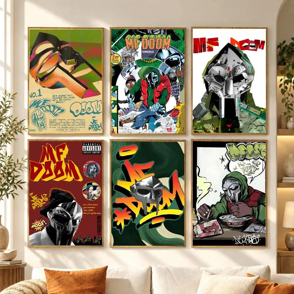 Underground Rapper M-Mf Doom Poster Premium Modern Waterproof Wall Art Pictures for Bedroom Living Room Bar Decor