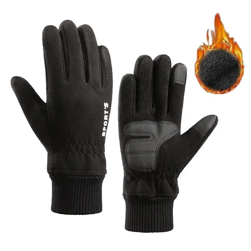 Winter Bike Gloves Fleece Lined Windproof Waterproof Gloves For Cycling Thermal Full Finger Warm Winter Mittens For Men Women