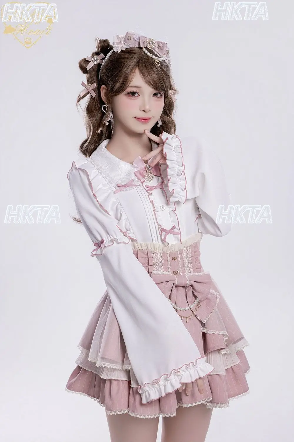 

Японская блузка в стиле Лолита: милая, нежная, с отстегивающимися рукавами-принцессами, короткий рукав, новая летняя модель с бантом, кружевом и цветовыми блоками, белая.