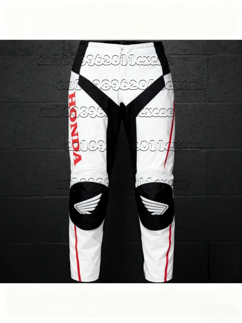 

25/26 новые классические черно-белые спортивные штаны Honda, спортивные штаны для езды на мотоцикле, мужские брюки, быстросохнущие, впитывающие пот