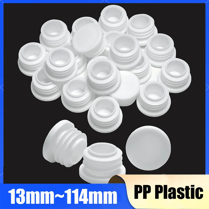 5/10/20/50Pcs 13-114mm White Furniture Table Foot Tip Chairs Legs Pad Protector Cover Round Screw Caps Pipe Tube Hole End Cap