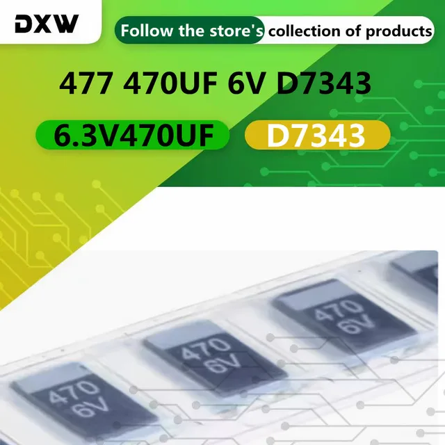 Oryginalny 20 sztuk 6.3V470UF 477 470UF 6V D7343 kondensator tantalowy