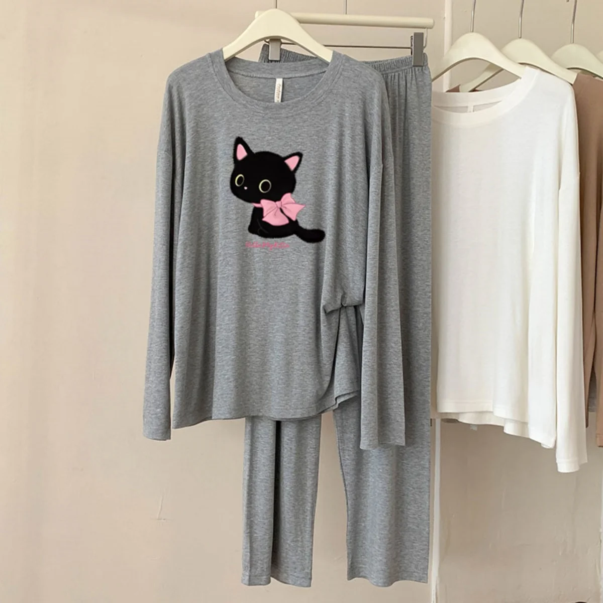 

A69 Modal Pajamas Women's Spring and Autumn New Casual Round Neck Long Sleeve Plaid Breathable Homewear Set