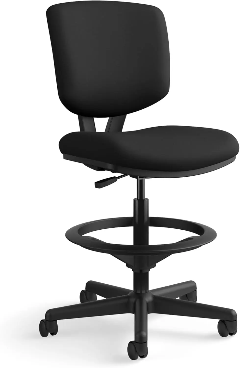 Volt Standing Desk Chair, Fabric Office Chair With Foot Rest, Armless, Ergonomic Recline And Center Tilt, Black