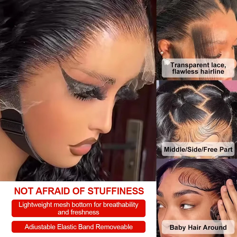 30 40 Inch Deep Wave Frontal Wigs Human Hair For Women 300% Density Curly Human Hair Wigs 360 HD Full Lace Front Water Wave Wigs image 2