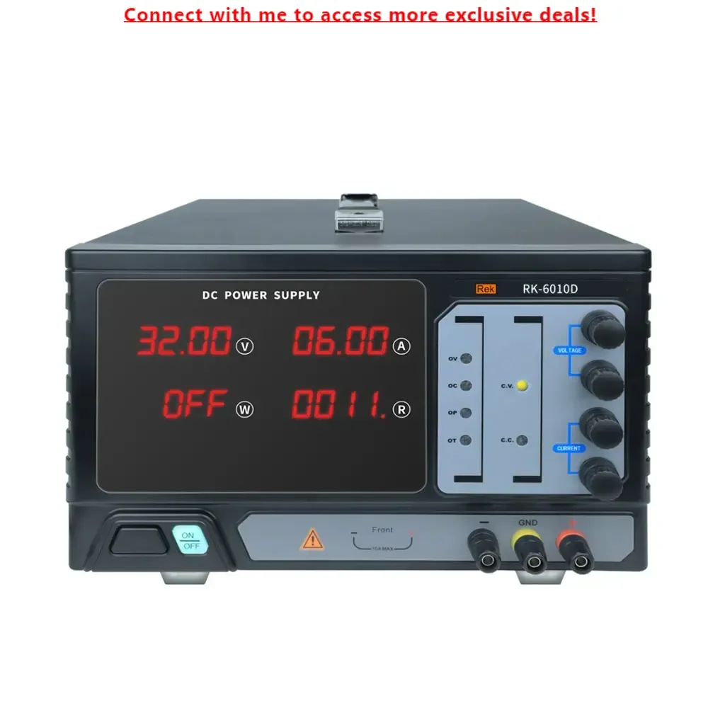 

Rek RK-6010D DC Stabilized Power Supply 60V 10A 600W High Power Bench With LED Digital Display,Output Switch