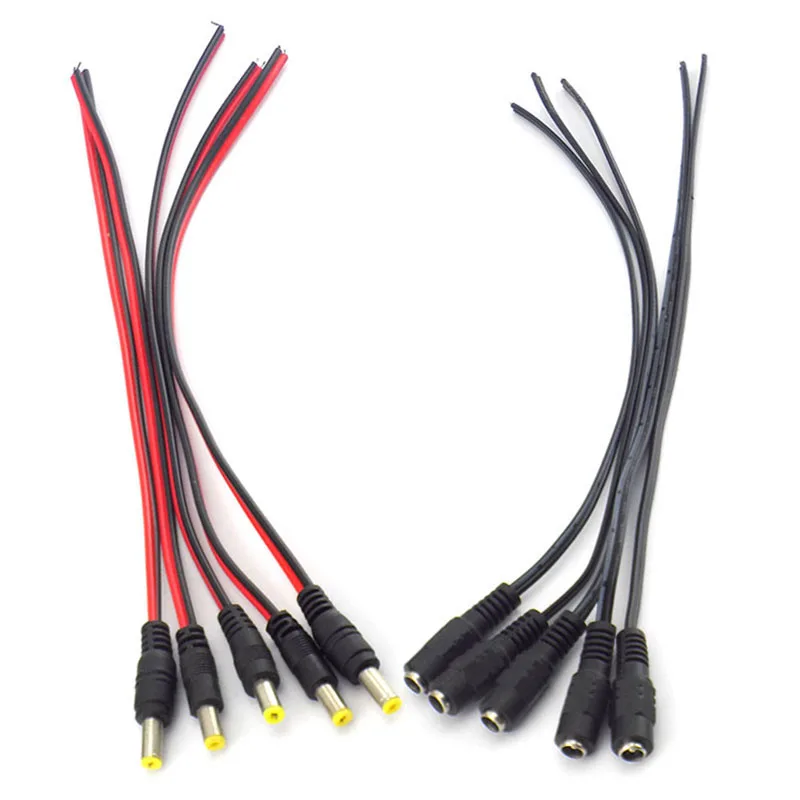 Złącza przedłużające 12V DC Męskie żeńskie gniazdo Adapter kabla Wtyczka Zasilacz 5,5x2,1mm Taśma LED Światło Kamera CCTV Długość 26 cm