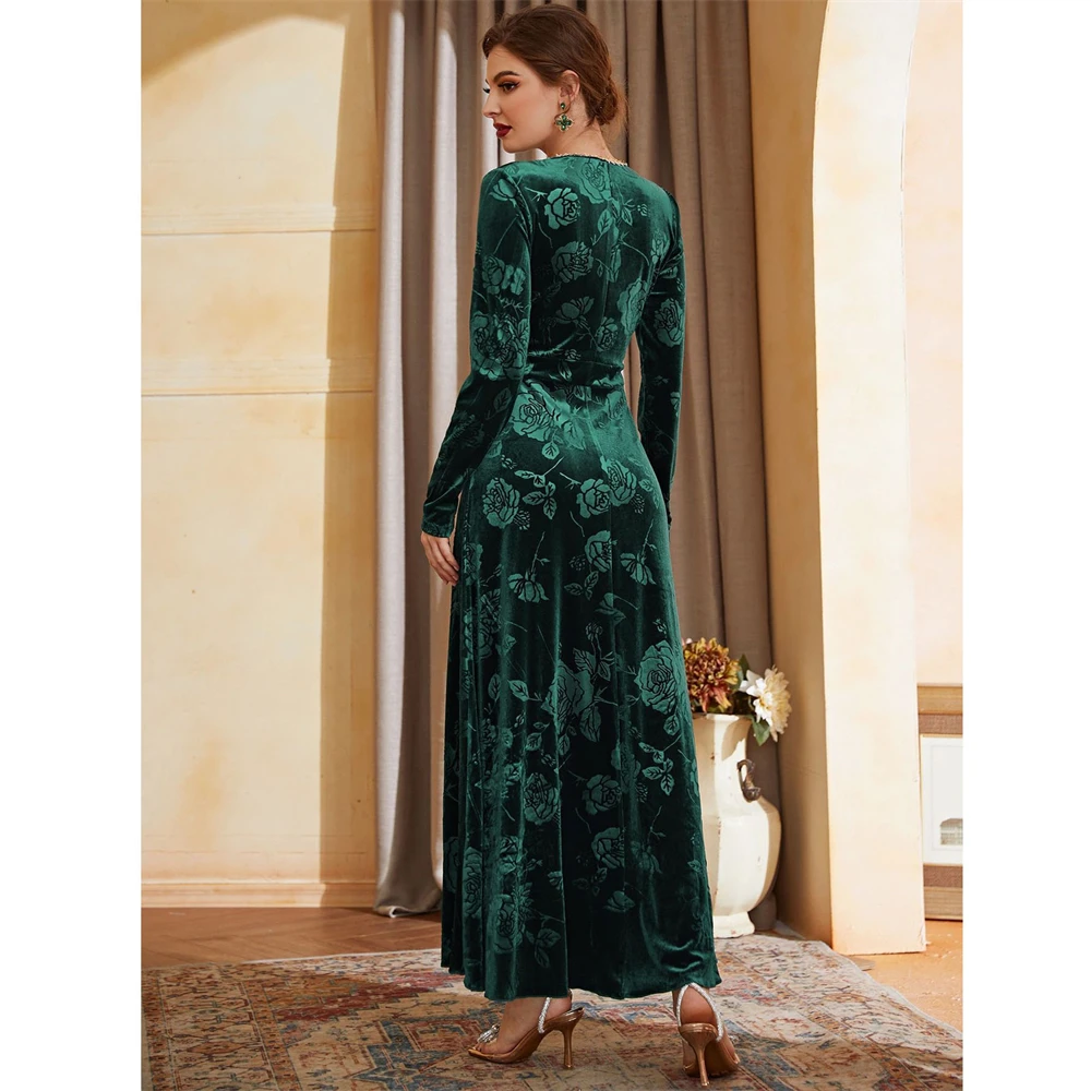 Muslim Women Velvet Maxi Dress Eid Ramadan Dubai Abaya Turkey Kaftan Islam Clothing Arab Robe Morocco Caftan Robe Gown Jalabiya