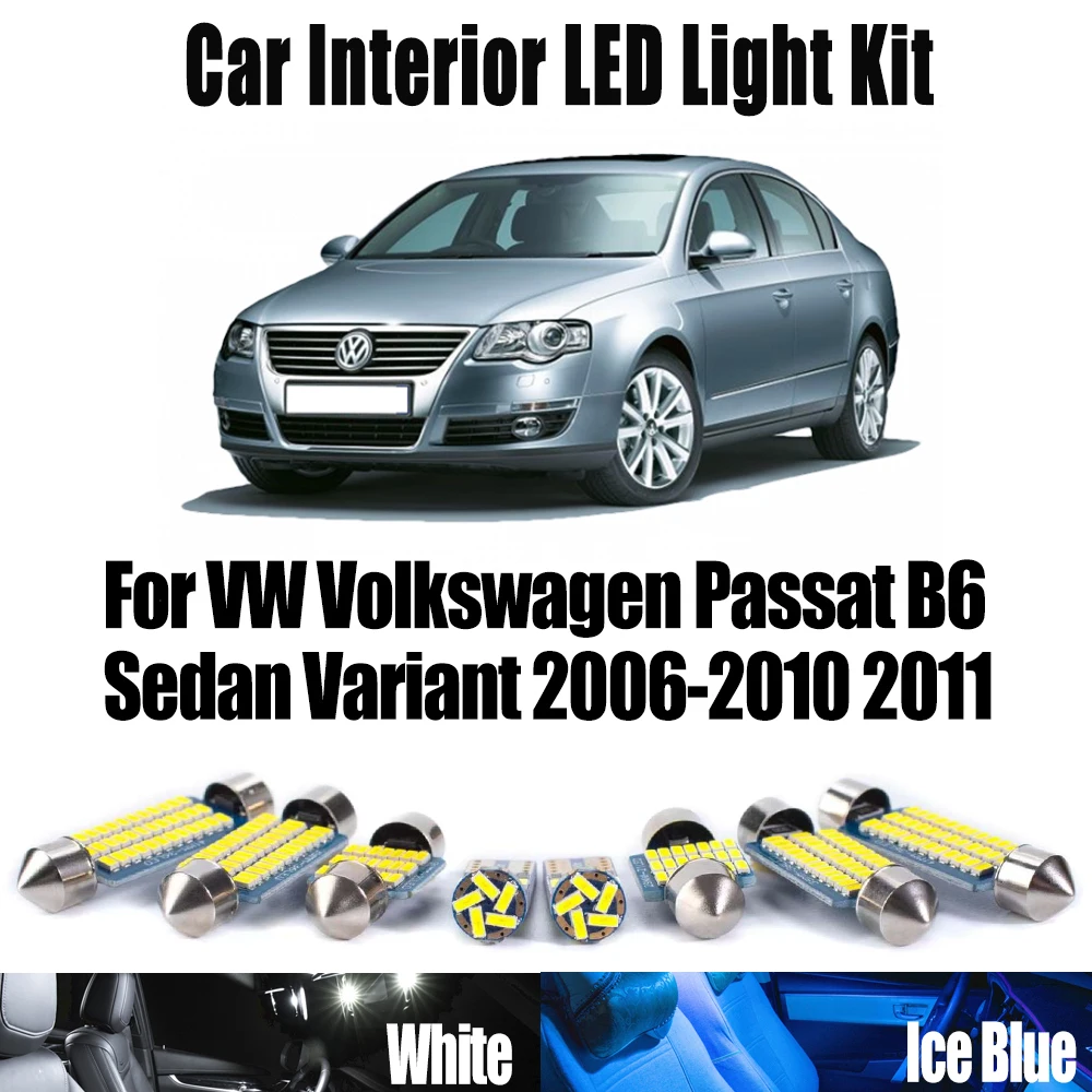 Canbus For VW Volkswagen Passat B6 Sedan Variant 2006 2007 2008 2009 2010 2011 Car LED Interior Map Dome Door Footwell Light Kit