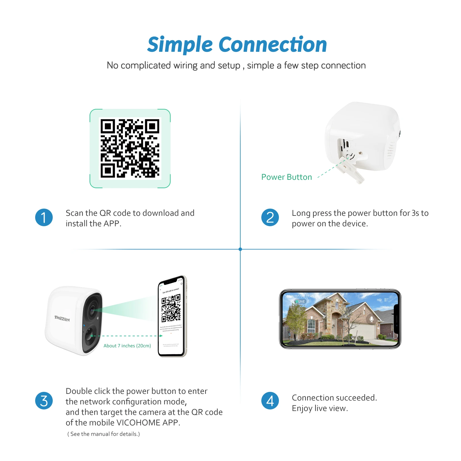 Imagem -06 - Tmezon-câmera de Segurança Externa Câmera ip sem Fio Bateria Recarregável à Prova de Intempéries Movimento Pir Wi-fi Áudio Bidirecional Ip65 1080p