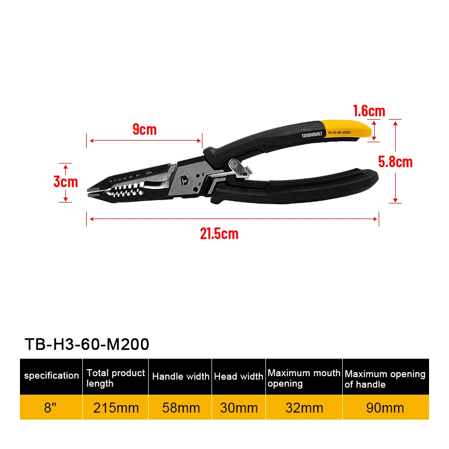 TOUGHBUILT TB-H3-60-M200 wielofunkcyjny ściągacz do przewodów elektrycznych 6 w 1 narzędzia ręczne 8 \