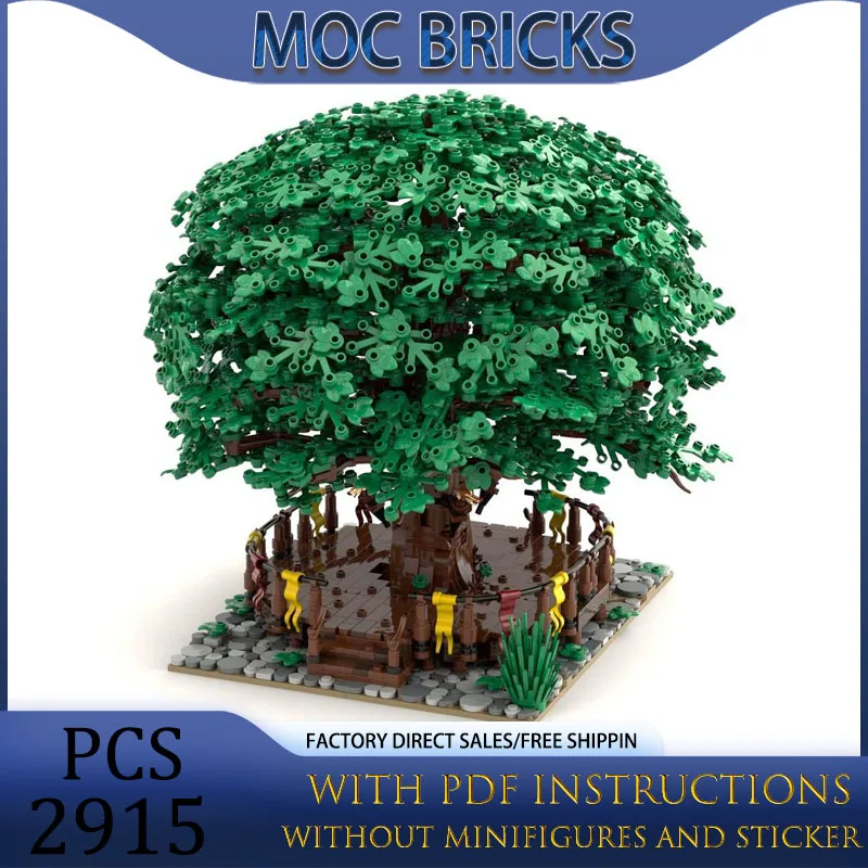 Street View Moc Building Blocks Medieval Dance Linden Tree Model Technology Bricks DIY Assembly Construstion Toy Holiday Gifts