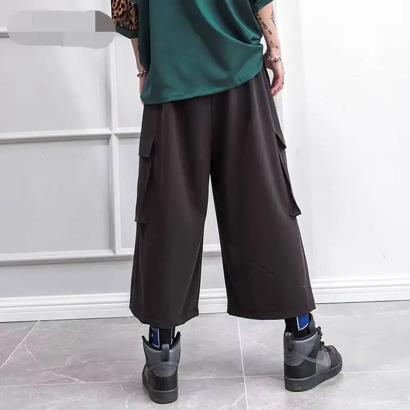 

Men's Pants Spring/Summer Casual Baggy Pants Cargo Pants Men's Flared Pants Culottes Black Yamamoto Style