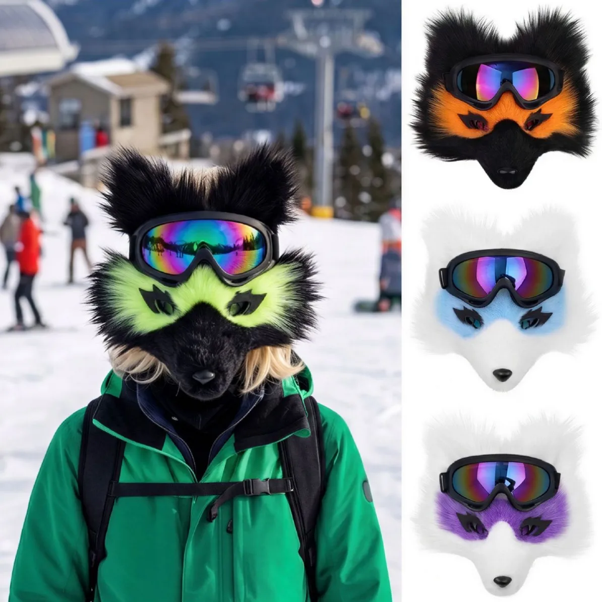 Simulation Fox Faux Fox Plush Adult Mask Halloween Cosplay Performance Headgear Party Gathering Face Shield