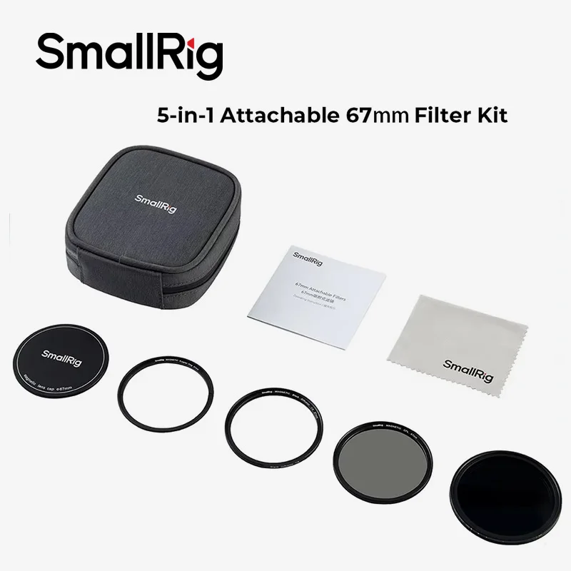 SmallRig 5-in-1 Attachable Magnetic Filter Kit VND 2-32 & CPL & 1/4 Effect Black Mist (67mm) with Threaded Adapter Ring -4726